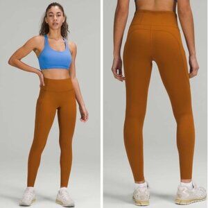 EUC Lululemon Fast Free High-Rise Tight 28" Brushed Nulux Butternut Brown 14